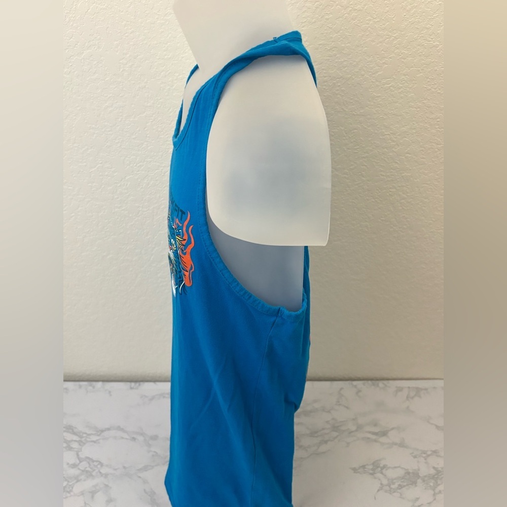 Women’s Size XS Gym Workout Tank Top RokFit Athletic Streetwear Blue Cotton - Picture 3 of 5